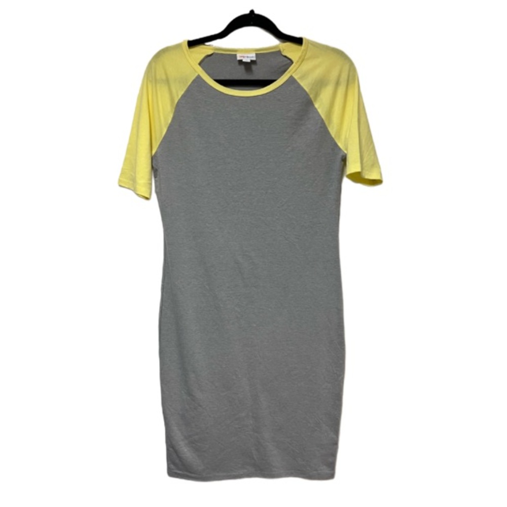 NWT LULAROE Julia Dress Grey & Yellow Size Medium